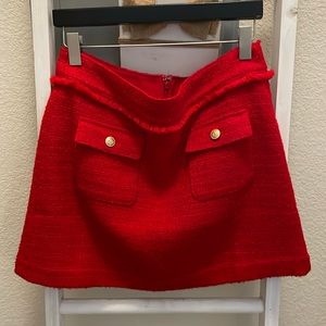 J crew red tweed skirt
